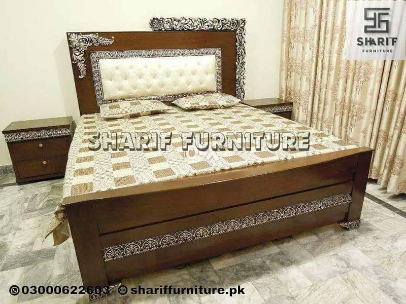 Bed set/ Double bed/ Side table/Dressing/Bedroom furniture 8