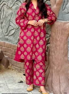 2pc linen stitched printed dreses