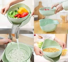 Household Double-Layer Kitchen Vegetables Washing Fruit Basket 0