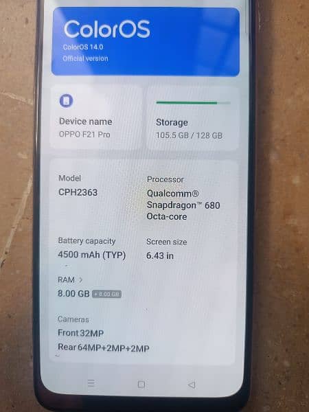 Oppo F21 Pro 8+8/128 complete with back pouch 1