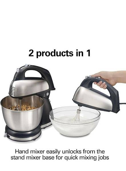 Bear 2 in 1 Classic Stand & Hand Mixer 5-Speed QuickBurst with Bowl 7