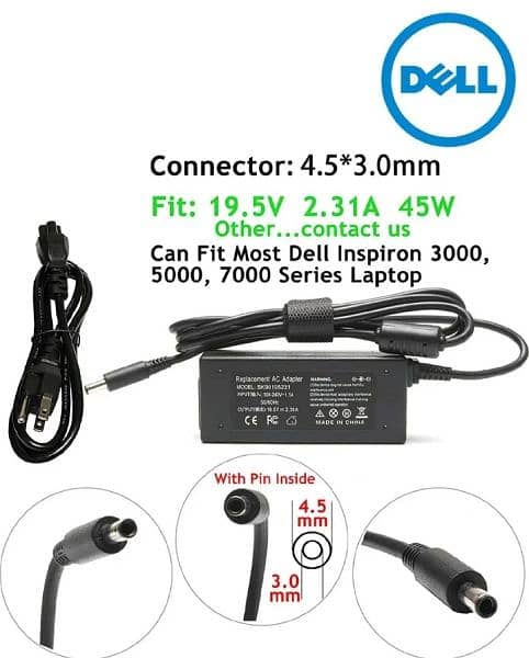 Dell Laptop Charger with Power Cord for Inspiron 15 2