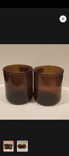 set of 2 brown empty candle jars