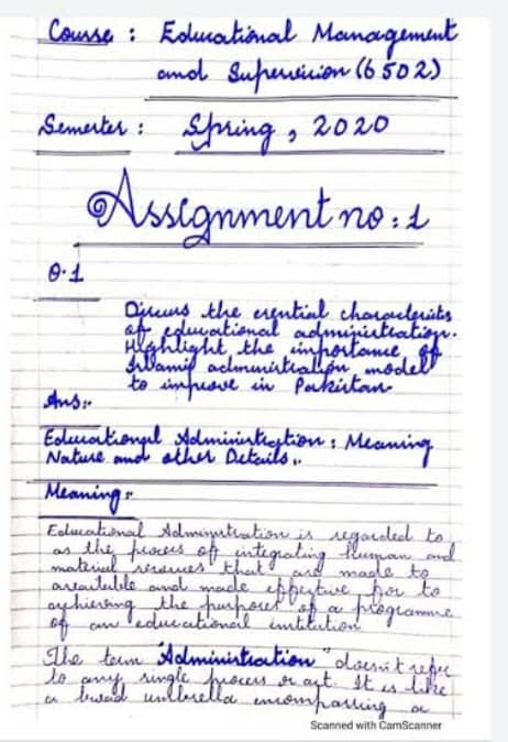 handwritten assignment work 7