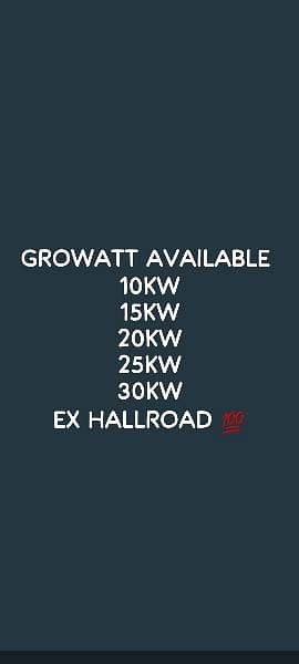 GROWATT INVERTER AVAILABLE 
10KW 
15KW 20KW 
25KW 
30KW 
EX HALLROAD 0