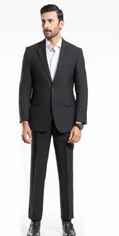 End on End Textured-Black, Wool Rich Classic Suit 0