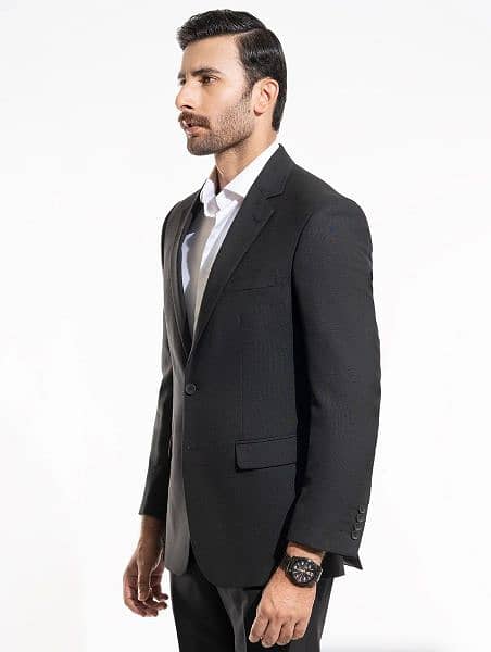 End on End Textured-Black, Wool Rich Classic Suit 1