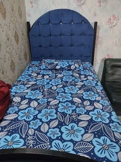 single iron bed for sale with mattress ( molty foam)blue in colour