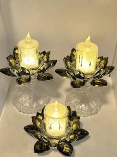 crystal candle stand 3 piece set 0