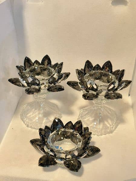 crystal candle stand 3 piece set 1