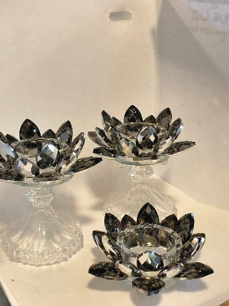 crystal candle stand 3 piece set 2