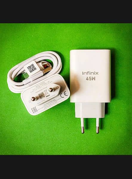 infinix 45w Super fast charger with type C cable 1