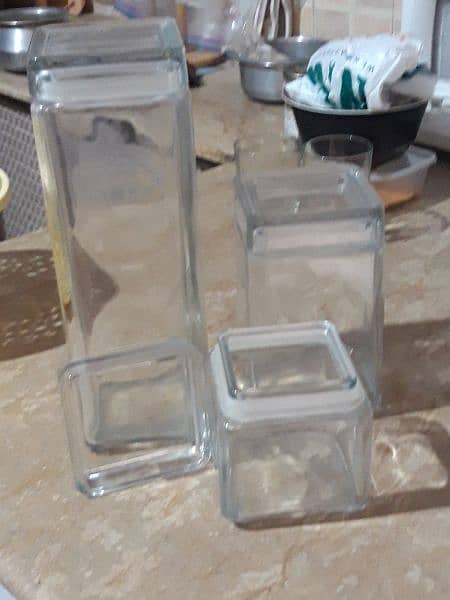 3 piece air tight glass jars 1