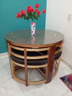 Wooden Round Dining with four chairs set for sale 0
