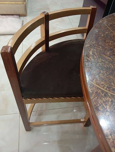 Wooden Round Dining with four chairs set for sale 4