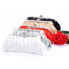 Fashionable and Vintage Ruched Satin Clutch Hand Bag 0