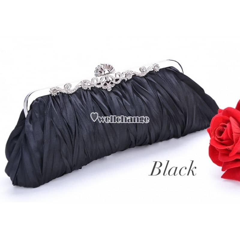 Fashionable and Vintage Ruched Satin Clutch Hand Bag 1