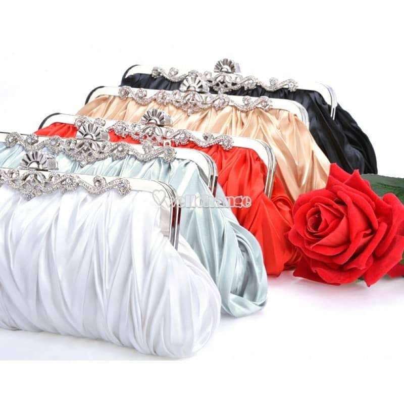 Fashionable and Vintage Ruched Satin Clutch Hand Bag 2