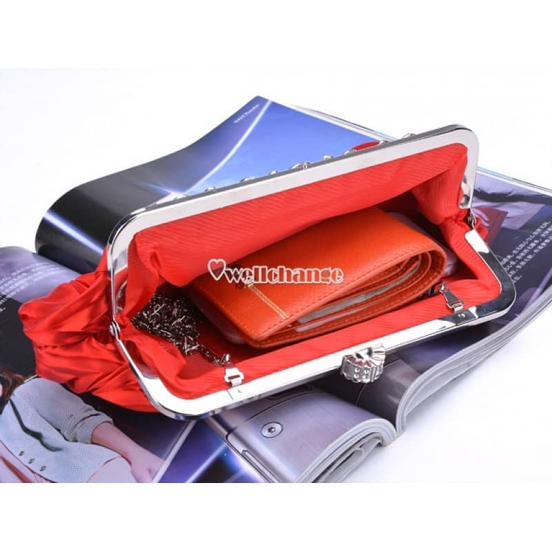 Fashionable and Vintage Ruched Satin Clutch Hand Bag 3
