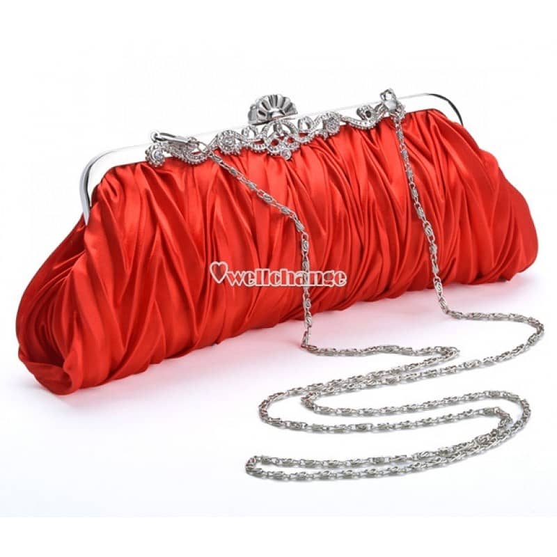 Fashionable and Vintage Ruched Satin Clutch Hand Bag 5