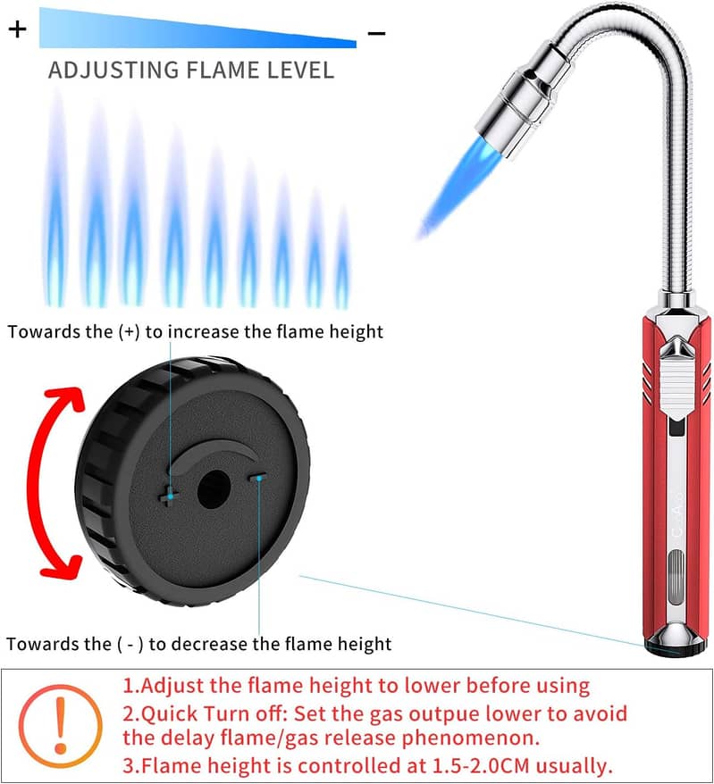 Long Jet Flame Lighter Storm Lighter Gas Refillable 360° Flexible C34 1