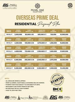 PEARL ONE COURTYARD 500 SFT ONE BED APARTMENTS ON INSTALLMENTS 0