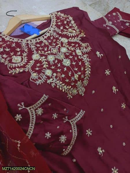 3 PCs woman stitched shamoz silk Embroidered maxi 2