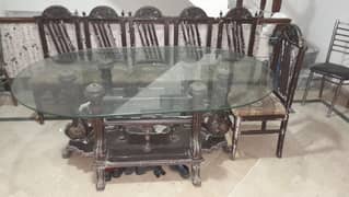 Dining table with chairs need polish rest excellent wooden
