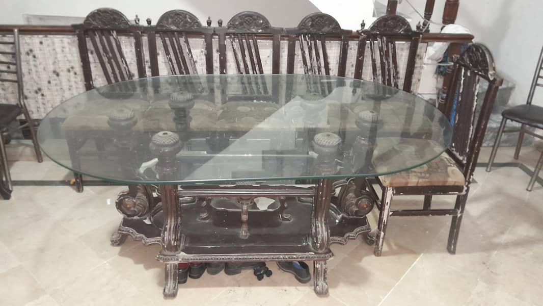 Dining table with chairs need polish rest excellent wooden 4