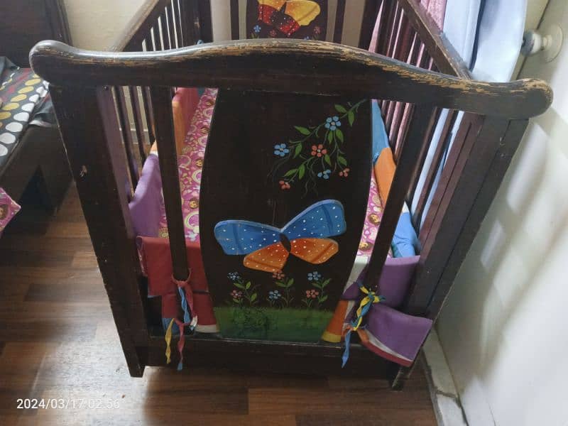 wooden baby / toddler cot bed available in used condition 2
