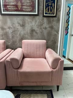 pink velvet sofa
