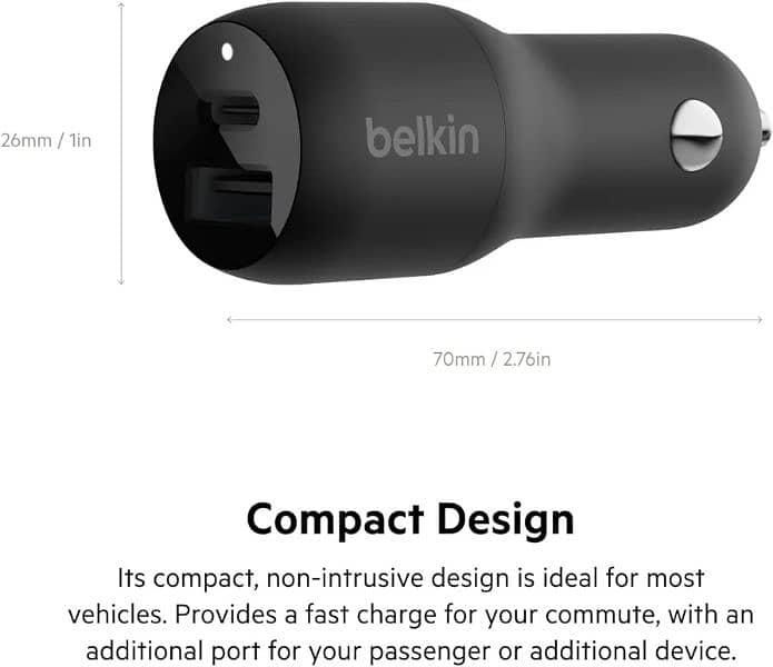 Belkin 37watt Dual Car Charger Super Fast supported 2