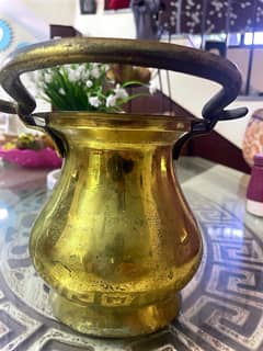 Rare Victorian Treasure: Elegant Brass Pot with Decorative Handles
