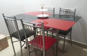 Dinning Table with two tone red black combination in steel