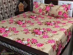3Pcs Crystal Cotton Printed Double Bedsheet