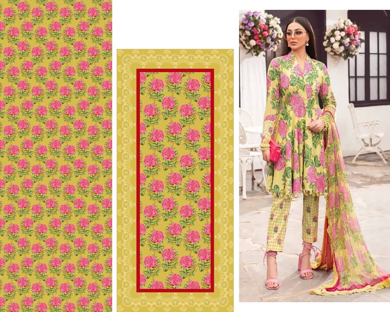 Digital lawn fabric and stich two pice available 9