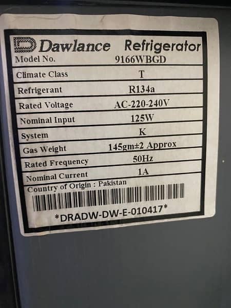 Dawlance refrigerator glass door 2