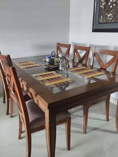 shesham wood dining table & 6 chairs