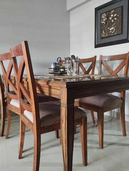 shesham wood dining table & 6 chairs 2