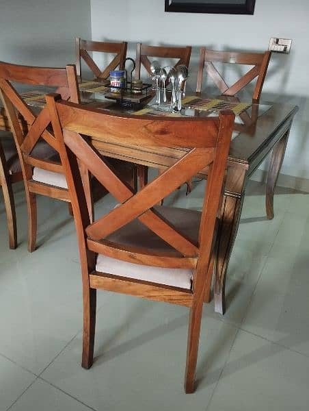 shesham wood dining table & 6 chairs 7