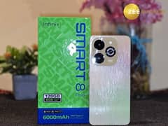 Infinix smart 8plus 10by10 ok with charger box ram 4/4 64