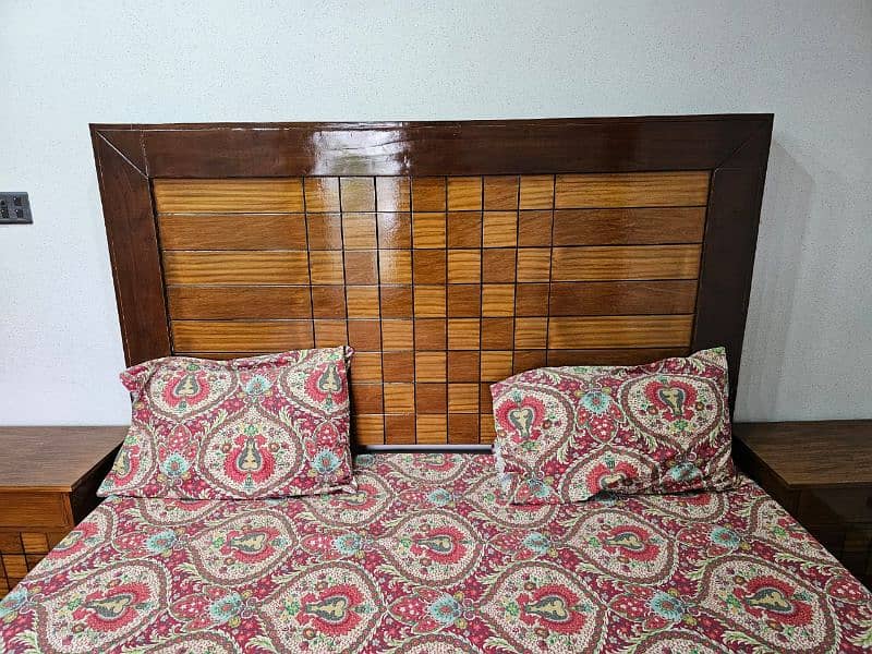 wooden bed with mattress and matching dressing table and mirror 1