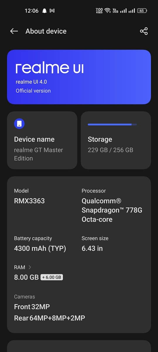 Selling Realme GT Master Edition 256GB - Top Condition, Great 3
