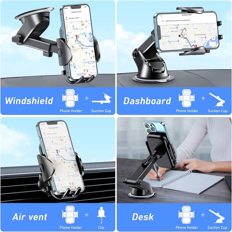 Car Phone Holder, Adjustable Car Phone Mount Cradle 360° Rotation A577 2