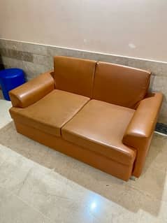 Faux Leather Two Seater Sofa