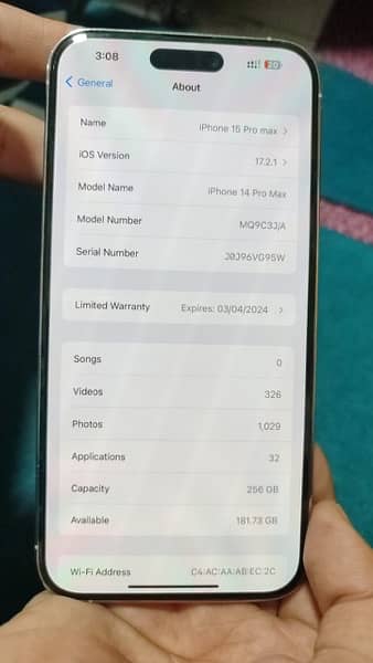 iPhone 14 Pro Max 256 gb pta approved 5