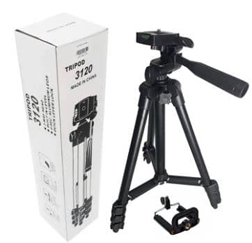 3120 - Tripod Camera Stand With Mobile Holder - Black 1