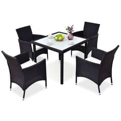 Rattan Outdoor Chairs Set 4 Chairs+Table