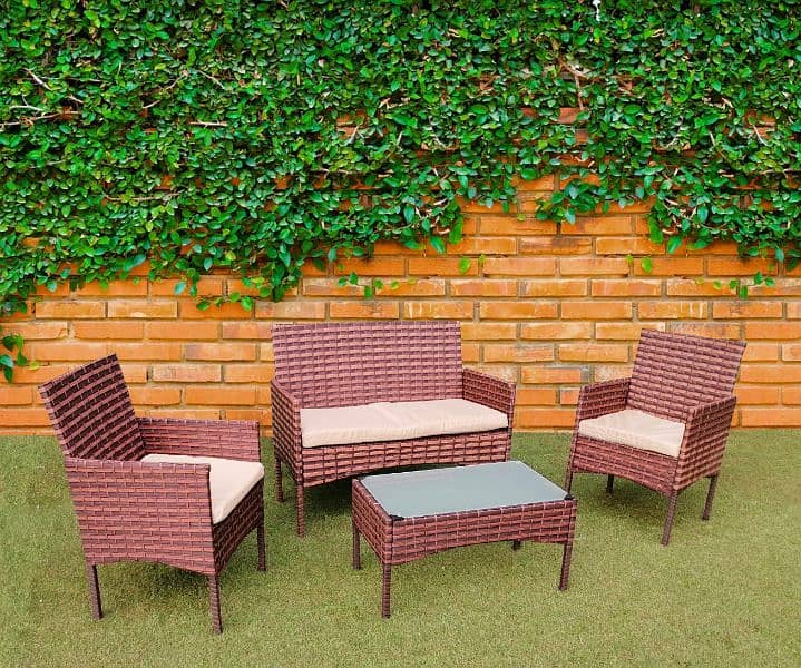 Rattan Outdoor Chairs Set 4 Chairs+Table 4