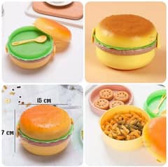 3 Layer Plastic BPA Free Burger Shape Lunch Box